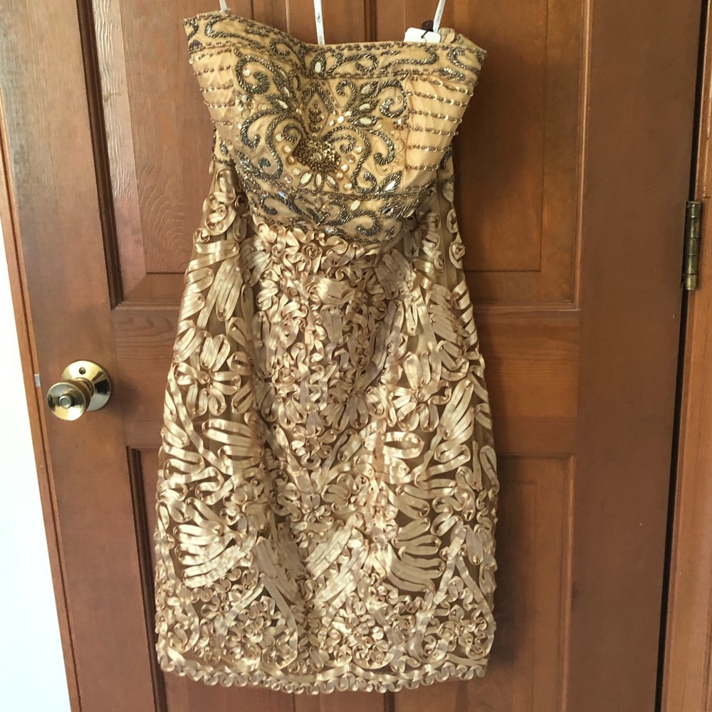 Sue Wong Gold Cocktail Dress